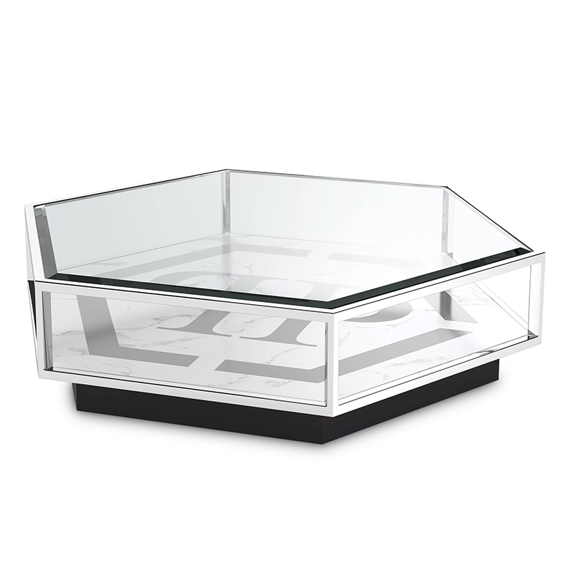 Кофейный стол Philipp Plein Coffee Table Falcon View Chrome Хром Белый Серый Черный в Ульяновске | Loft Concept 