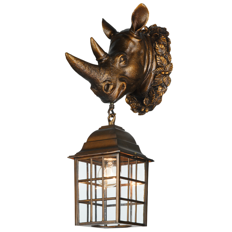 Уличный светильник Rhinoceros Lantern Темная бронза Прозрачное Стекло в Ульяновске | Loft Concept 