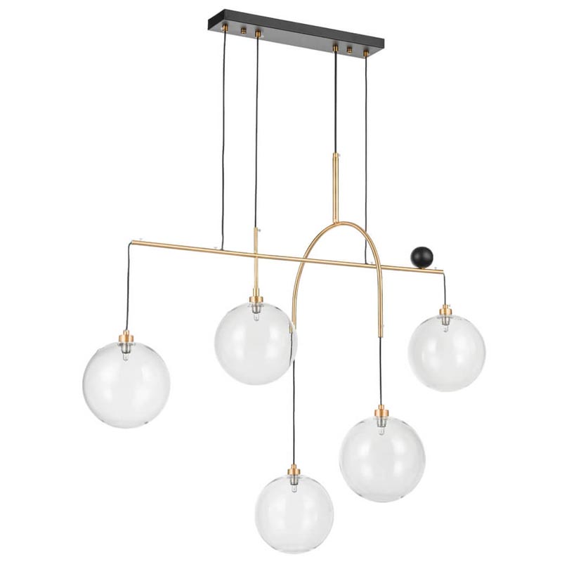 Люстра Five Hanging Balls Chandelier Золотой Прозрачный Черный в Ульяновске | Loft Concept 