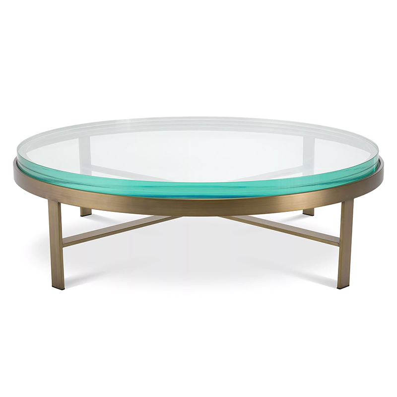 Кофейный стол Eichholtz Coffee Table Hoxton Латунь Прозрачное Стекло Бирюзовый в Ульяновске | Loft Concept 