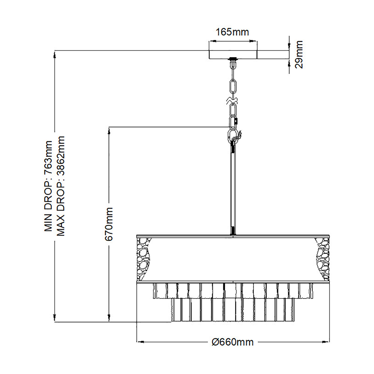 Люстра круглая с подвесками из текстурированного стекла молочного цвета Hinkley в Ульяновске