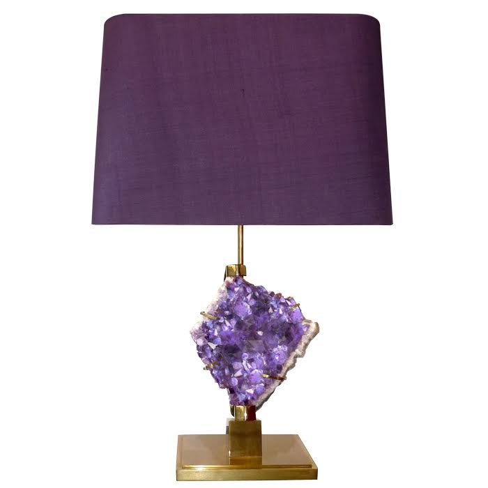 Настольная лампа Bronze and Amethyst Lamp Глянцевое золото Сиреневый в Ульяновске | Loft Concept 