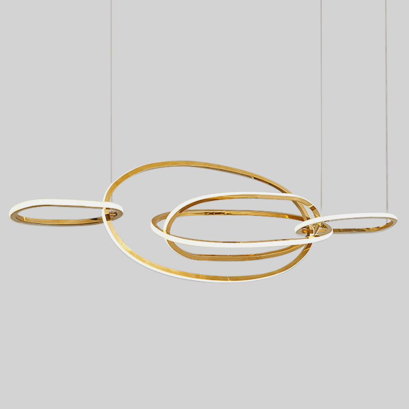 Люстра Horizontal Gold Oval Rings Chandelier Золотой в Ульяновске | Loft Concept 