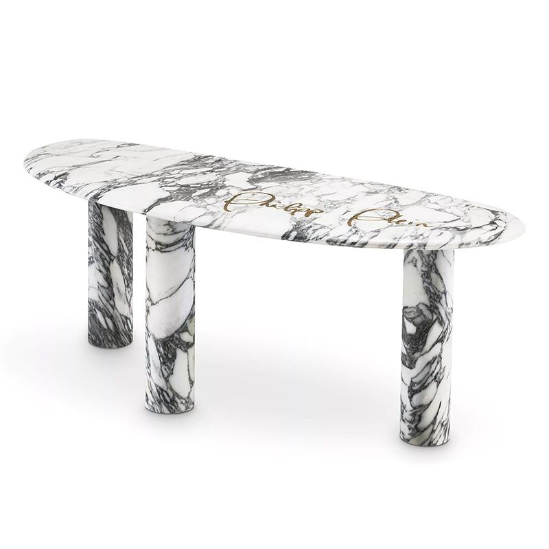 Консоль Philipp Plein Console Table Forte Белый Мрамор Bianco Золотой в Ульяновске | Loft Concept 