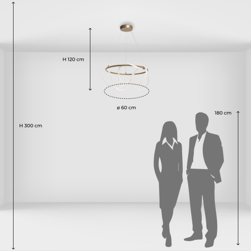 Люстра подвесная круглая золотого цвета с белыми изогнутыми световыми линиями Luke Lampco Tracer Lamp в Ульяновске