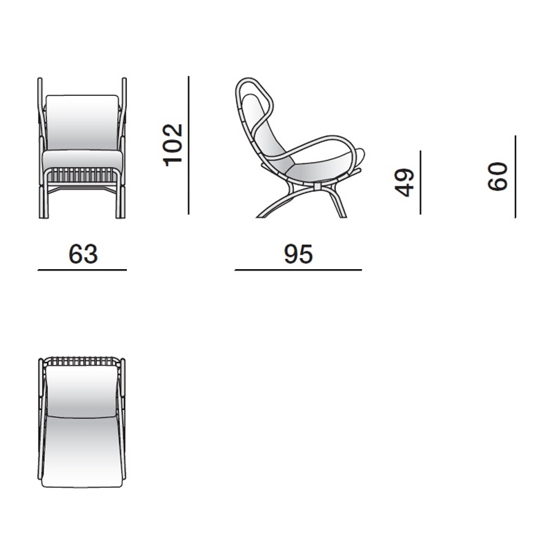 Дизайнерское кресло из ротанга Gio Ponti CONTINUUM D.163.7 BY BONACINA 1889 Armchair в Ульяновске