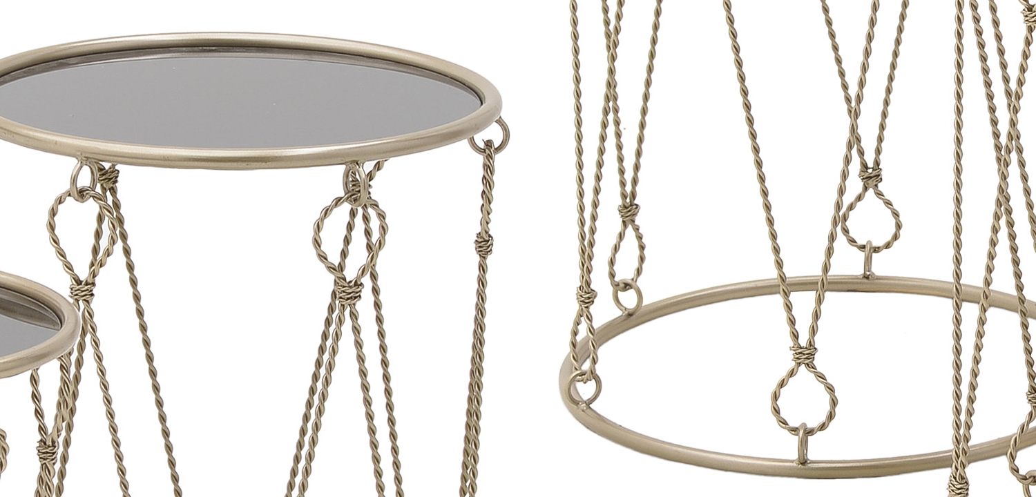 Комплект из 3-х приставных столов Metal Rope Side Tables - фото