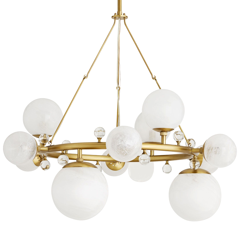 Люстра Arteriors TROON ROUND CHANDELIER Золотой Белый в Ульяновске | Loft Concept 