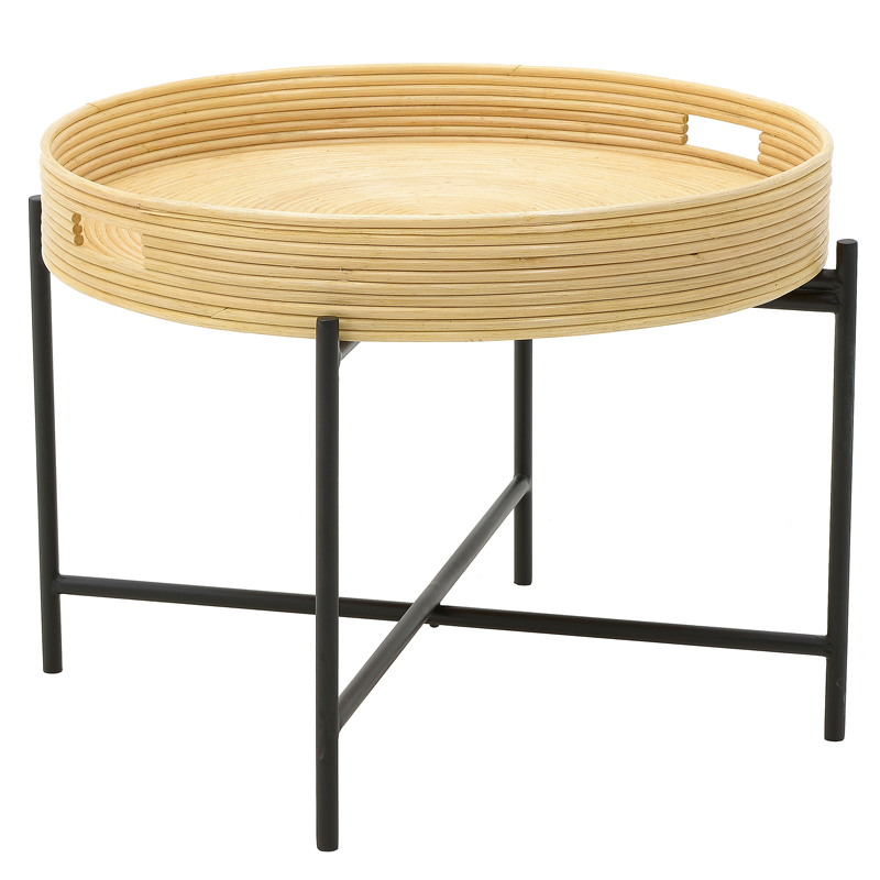 Кофейный стол-поднос Odelis Rattan Table Черный Древесина в Ульяновске | Loft Concept 