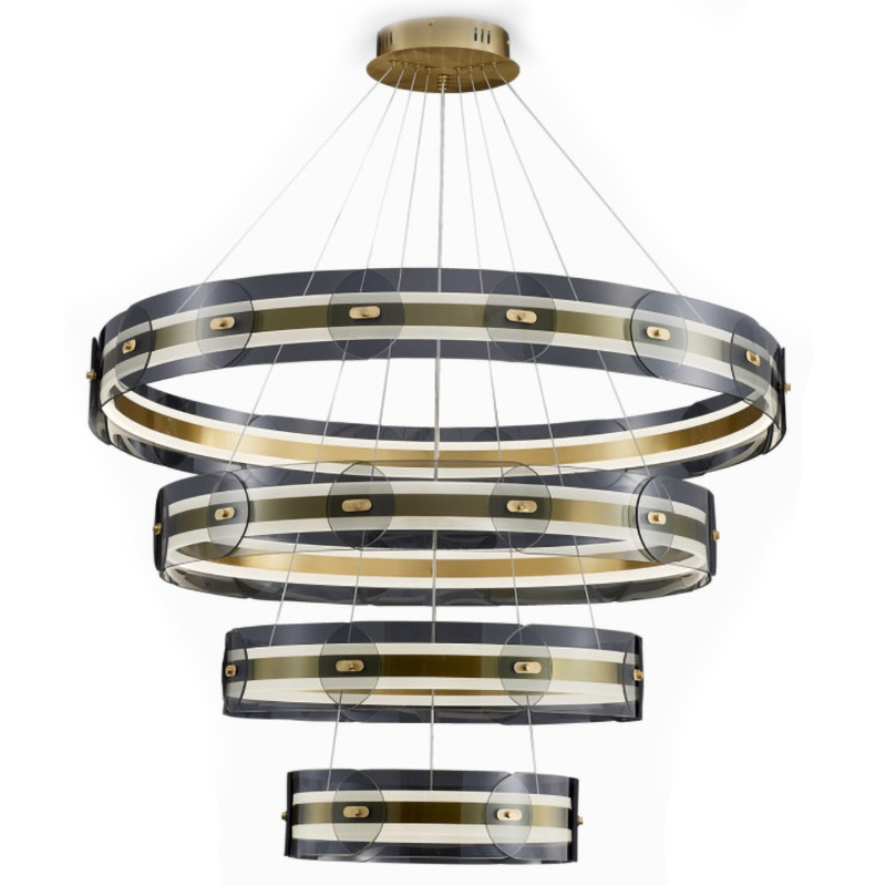 Люстра Gold 3 ring horizontal chandelier Прозрачный Латунь в Ульяновске | Loft Concept 