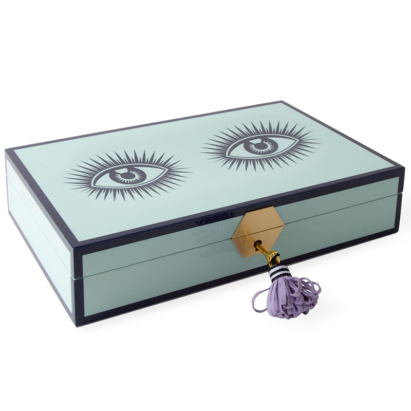 Шкатулка LE WINK LACQUER JEWELRY BOX  Jonathan Adler Мятный Сиреневый Темно-синий в Ульяновске | Loft Concept 