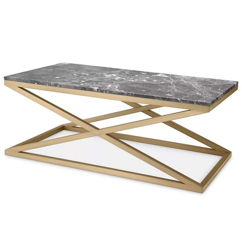 Кофейный стол Eichholtz Coffee Table Criss Cross Латунь Серый в Ульяновске | Loft Concept 