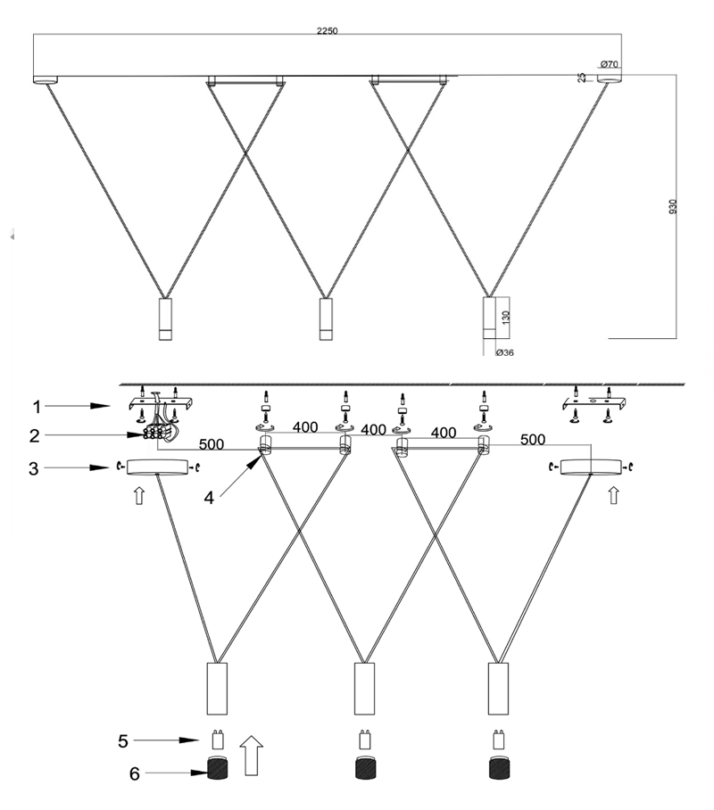 Wireflow LED White Suspension lam 3 патрона в Ульяновске