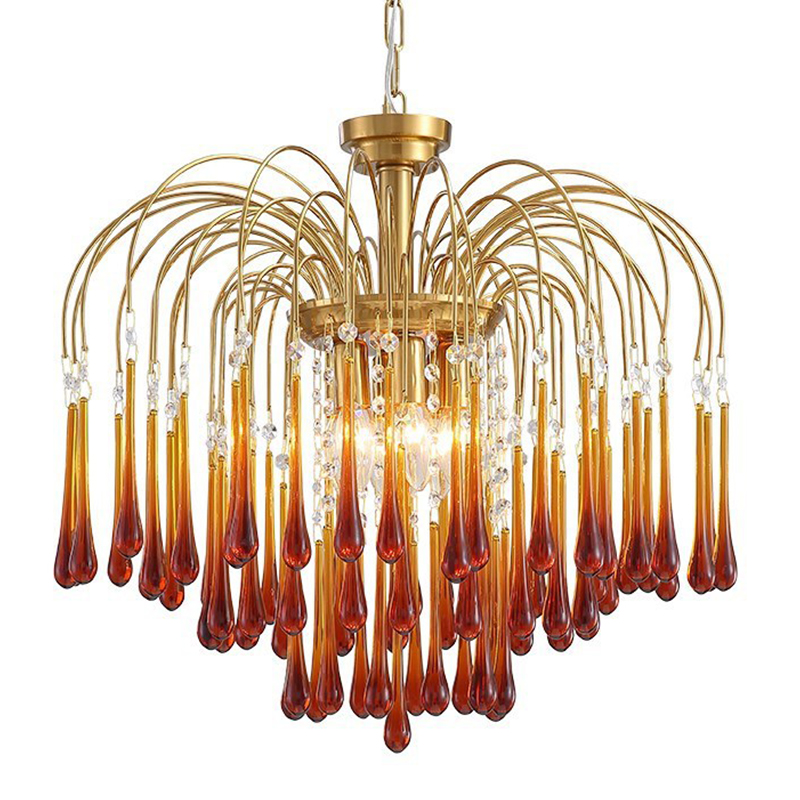 Дизайнерская люстра Amber Drops Chandelier Золотой Янтарный в Ульяновске | Loft Concept 