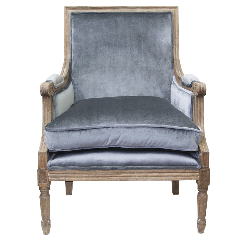 Кресло William Classical Armchair grey velvet Серый Коричневый в Ульяновске | Loft Concept 