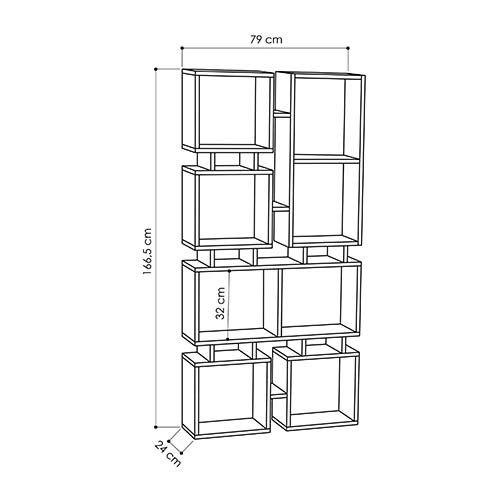 Стеллаж прямой цвета древесины с 8-ю открытыми полками RAIL BOOKCASE NO.1 OAK в Ульяновске