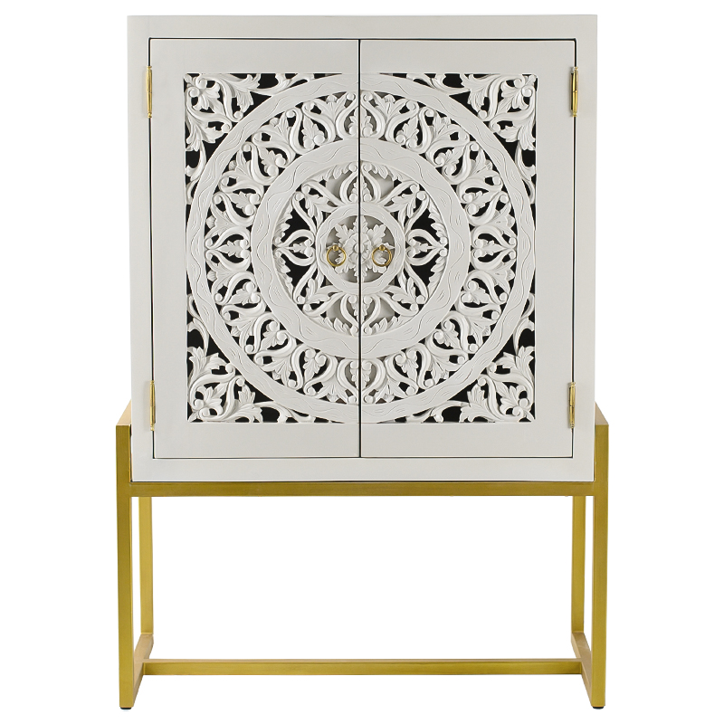 Буфет с резными дверцами Ceara Lace Cabinet Белый Золотой в Ульяновске | Loft Concept 