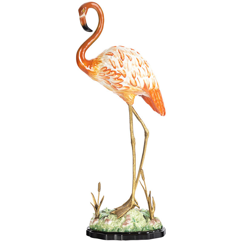 Декоративная статуэтка Flamingos Porcelain Statuette Красный Зеленый Бронза в Ульяновске | Loft Concept 