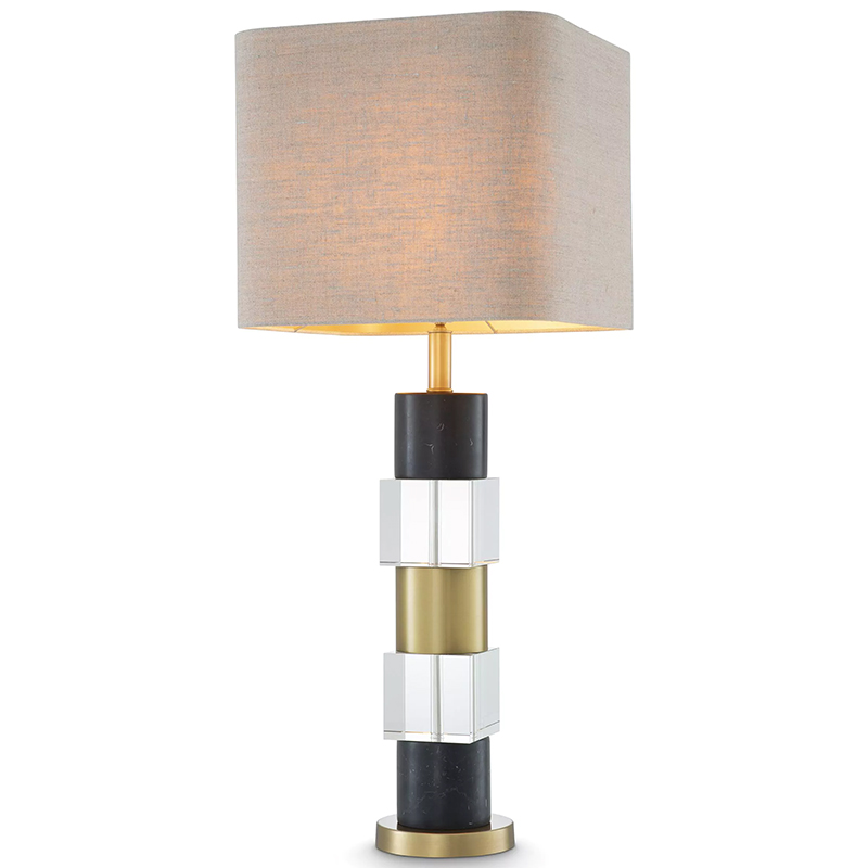 Настольная лампа Eichholtz Table Lamp Black Marble Черный Латунь Прозрачное Стекло Бежево-серый в Ульяновске | Loft Concept 