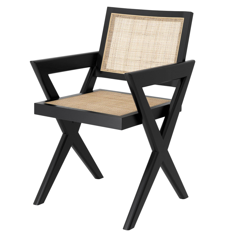 Стул Eichholtz Dining Chair Augustin black Черный Бежевый в Ульяновске | Loft Concept 