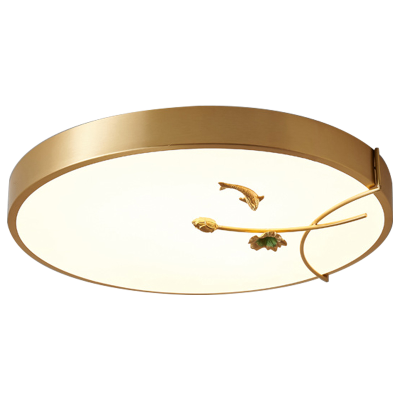 Круглый потолочный светильник Gold Fish Round Ceiling Lamp Золотой Золотой Белый Зеленый в Ульяновске | Loft Concept 