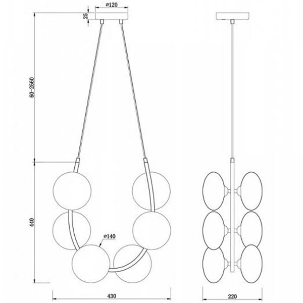 Люстра Marcan 6 Ball Chandelier Black в Ульяновске