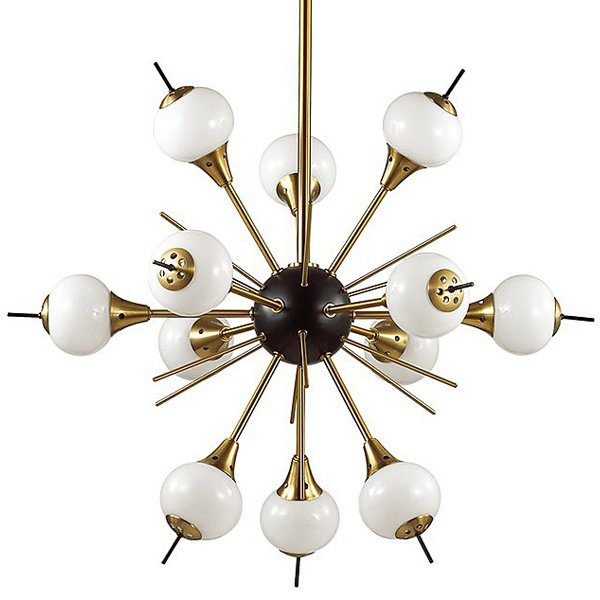 White Glass Globes Sputnik Chandelier Бронза Белый в Ульяновске | Loft Concept 