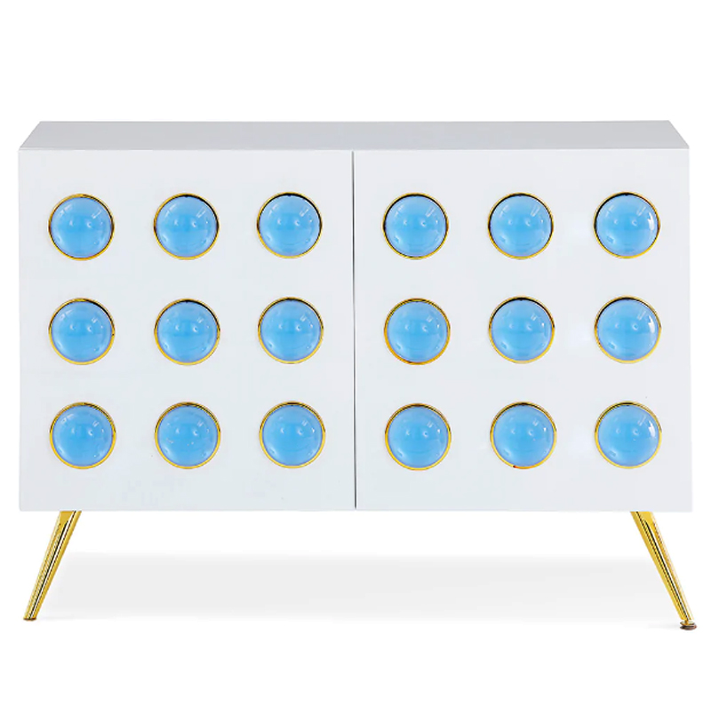 Буфет Jonathan Adler Globo Lucite Cabochon Cabinet Белый Золотой Голубой в Ульяновске | Loft Concept 