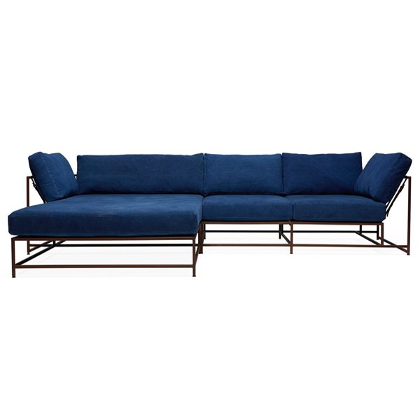 Угловой диван Indigo Denim and copper Sectional sofa  Индиго в Ульяновске | Loft Concept 