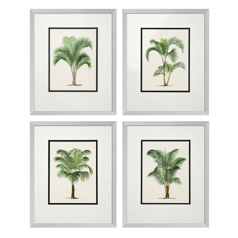 Комплект постеров Eichholtz Prints Palms set of 4 Белый Зеленый Серебряный в Ульяновске | Loft Concept 