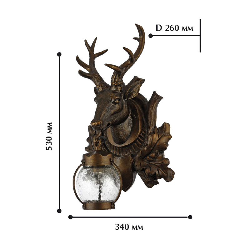 Темно-коричневый уличный светильник с головой оленя ANIMAL LANTERN в Ульяновске