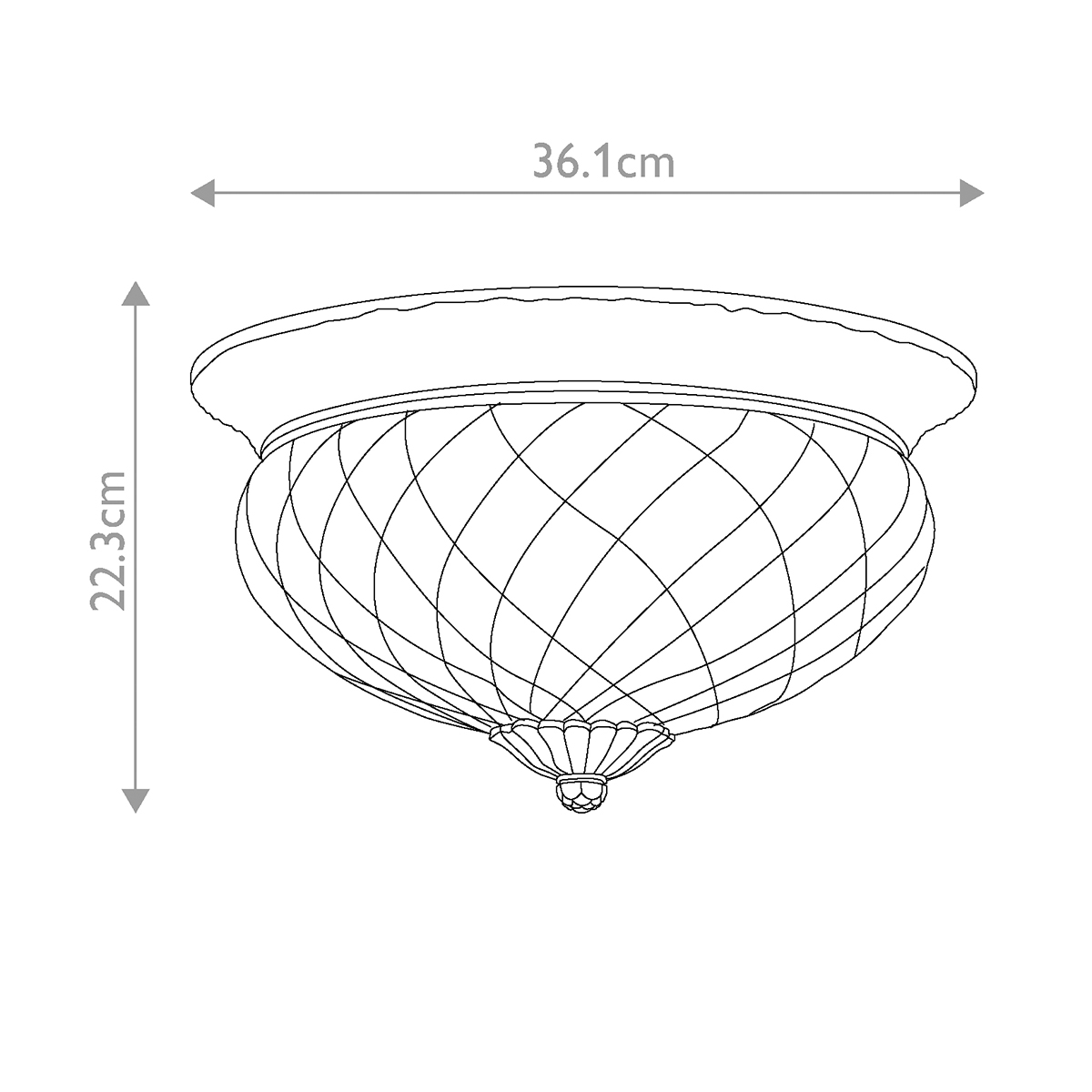 Потолочный светильник цвета латунь с прозрачным рифленым плафоном в форме чаши Hinkley в Ульяновске