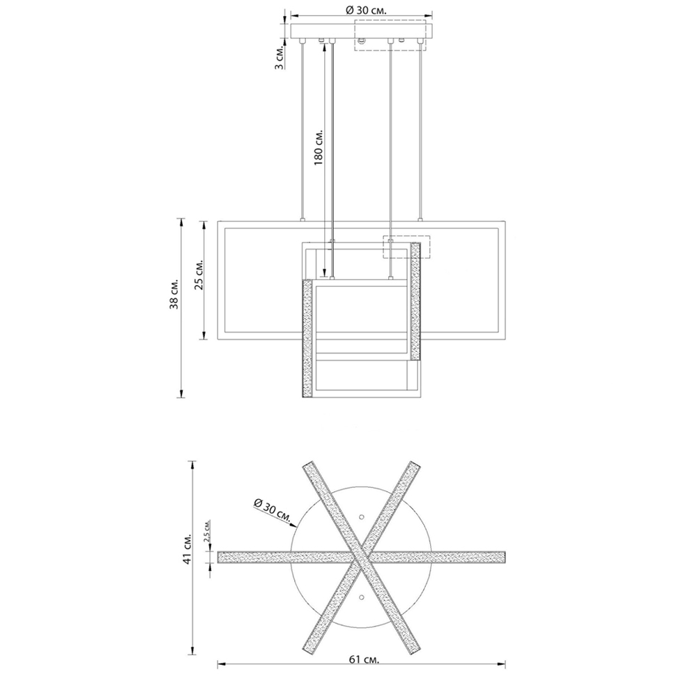 Люстра светодиодная прямоугольная LED Chandelier Rectangular в Ульяновске