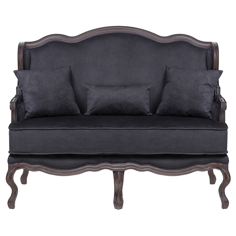 Диван двухместный George Grand Seating black velour Черный Коричневый в Ульяновске | Loft Concept 