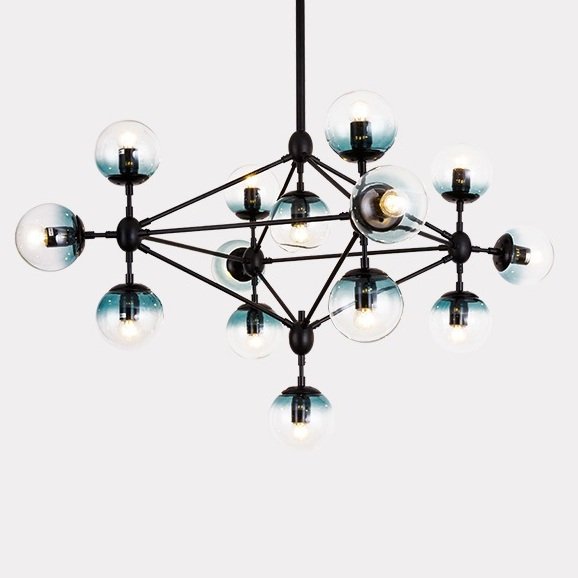 Люстра Modo Chandelier Globes Blue Ambre Black Черный в Ульяновске | Loft Concept 