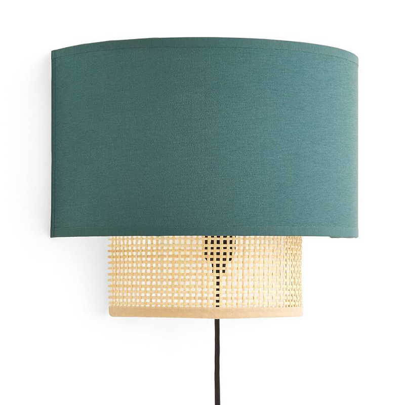 Бра Ottar Wicker Turquoise lampshade Бежевый Бирюзовый в Ульяновске | Loft Concept 