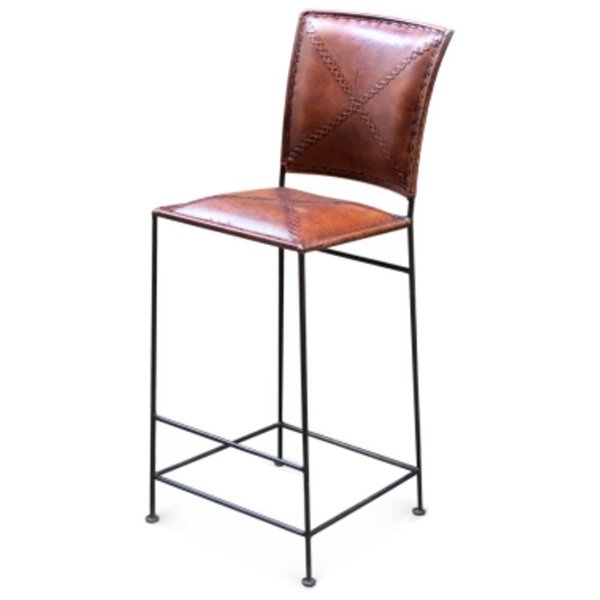 Барный стул Loft Bar stool leather brown Коричневый винтаж Черный в Ульяновске | Loft Concept 