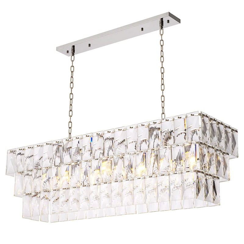 Люстра Eichholtz Chandelier Amazone Rectangular Silver Серебряный Прозрачное Стекло в Ульяновске | Loft Concept 