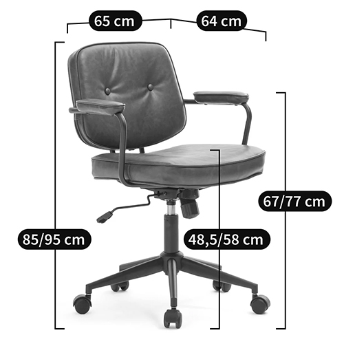 Офисное кресло в винтажном стиле на колёсах Glenn Dark Grey Chair в Ульяновске