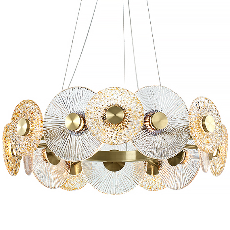 Люстра Clear and Amber Discs Chandelier Латунь Прозрачный Янтарь (Amber) в Ульяновске | Loft Concept 