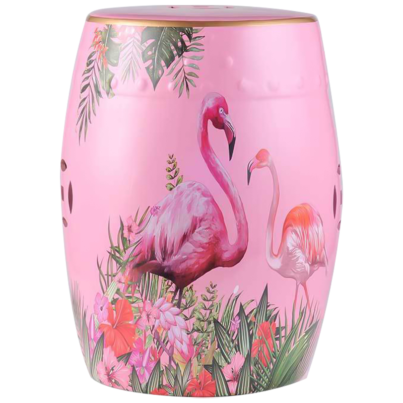 Керамический табурет Flamingo Tropical Animal Ceramic Stool Pink Розовый Зеленый в Ульяновске | Loft Concept 