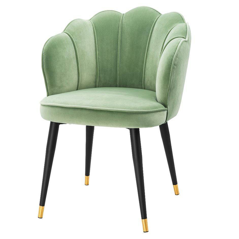 Стул Eichholtz Dining Chair Bristol pistache green Зеленый шалфей Черный Латунь в Ульяновске | Loft Concept 