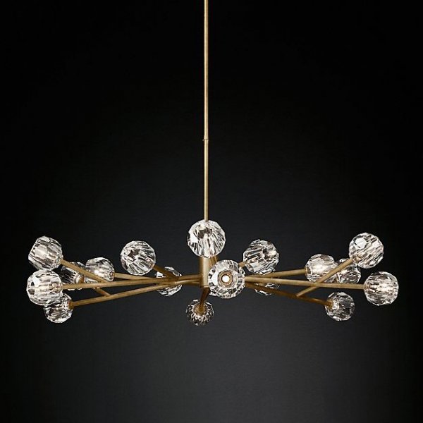 Люстра RH Boule De Cristal Round Chandelier 48 Латунь Черный в Ульяновске | Loft Concept 