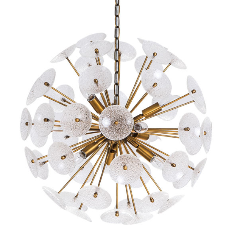 Люстра Sputnik Textured Glass White Chandelier Золотой Белый в Ульяновске | Loft Concept 