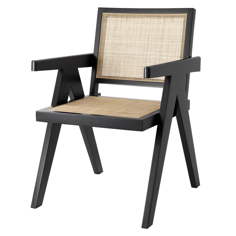 Стул Eichholtz Dining Chair Aristide black Черный Бежевый в Ульяновске | Loft Concept 