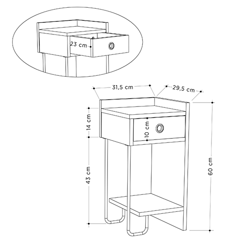 Прикроватная тумба белого цвета с ящиком и открытой полкой SIRIUS NIGHTSTAND RIGHT MODULE WHITE в Ульяновске