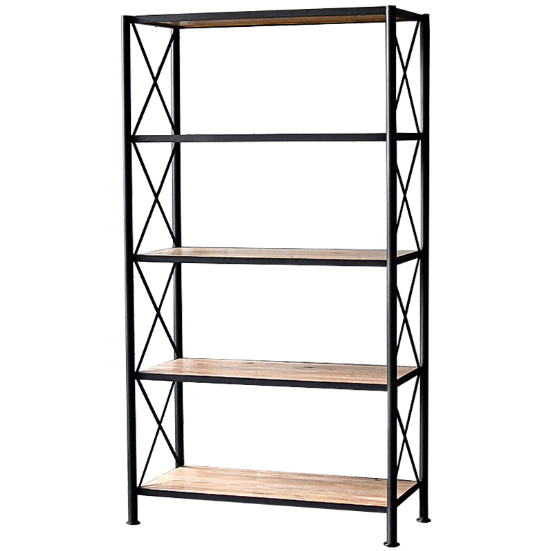 Стеллаж Buckley Industrial Metal Rust Rack Черный Древесина в Ульяновске | Loft Concept 