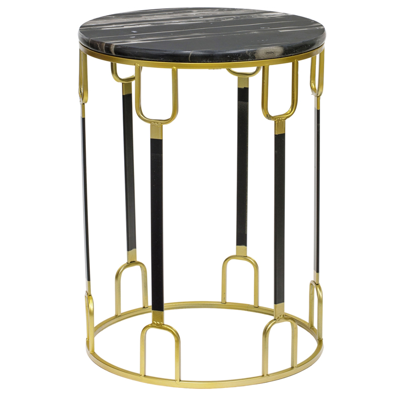 Приставной стол Dorius Side Table black marble high Латунь Черный Черный Мрамор Nero в Ульяновске | Loft Concept 