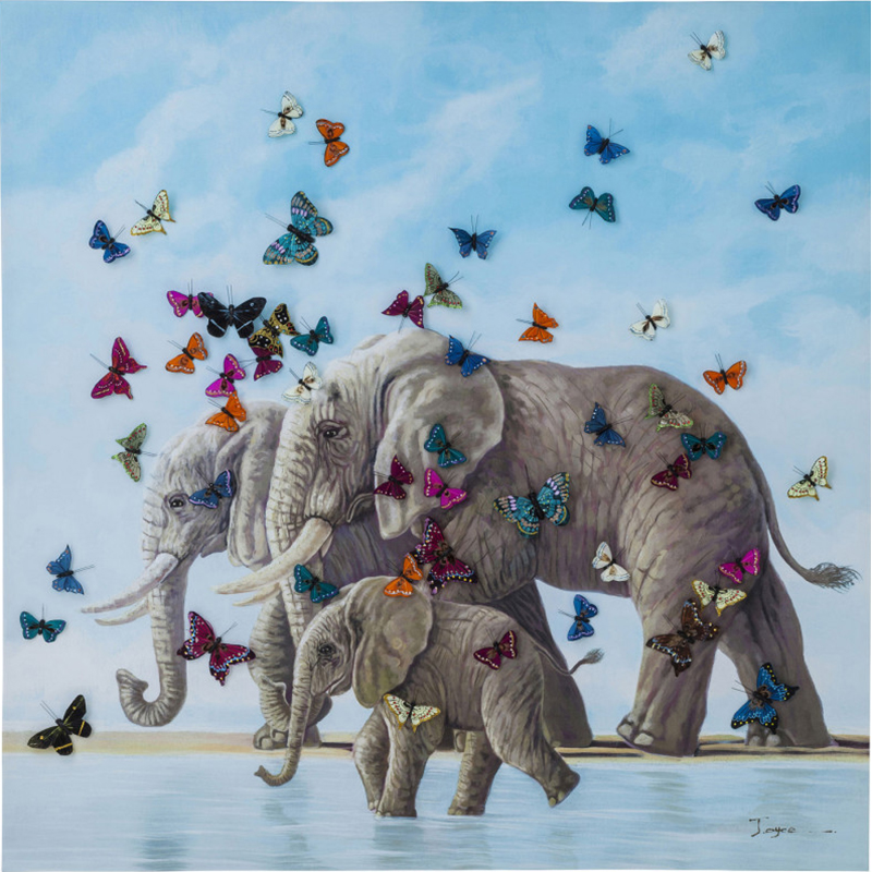 Картина Elephants with Butterflies painting  Мульти в Ульяновске | Loft Concept 