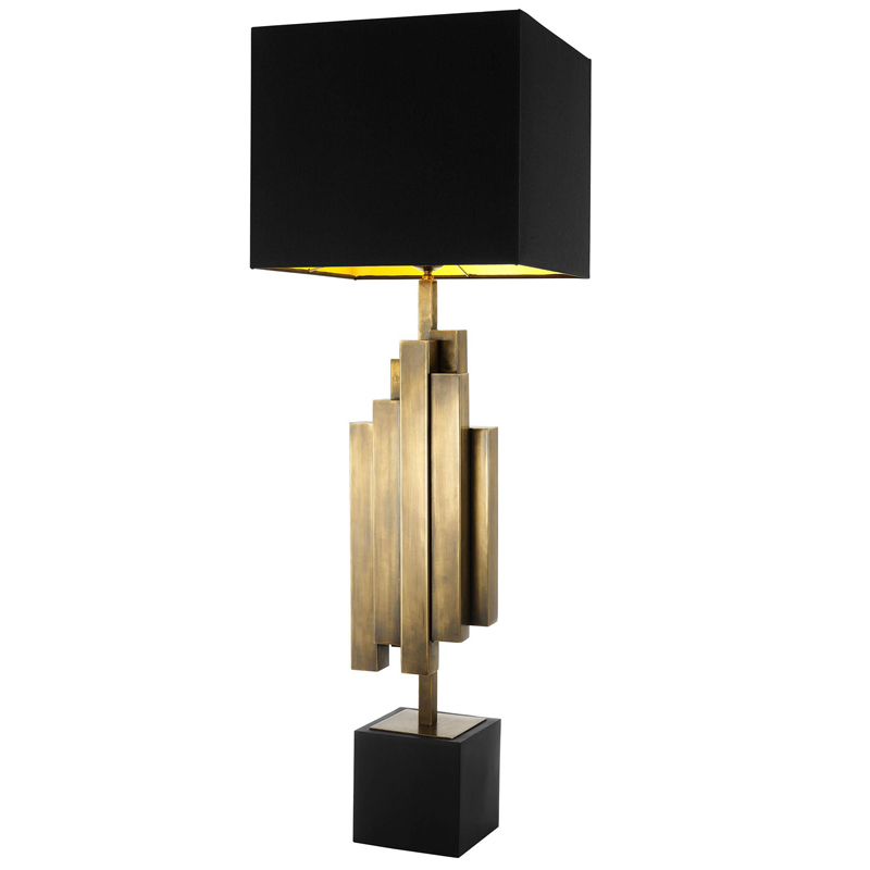 Настольная лампа Eichholtz Table Lamp Beau Rivage Черный Винтажная латунь в Ульяновске | Loft Concept 